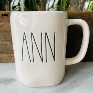 Rae Dunn•NWOT•ANN Coffee Mug•Rae Dunn Vintage White with Black Tall Letters